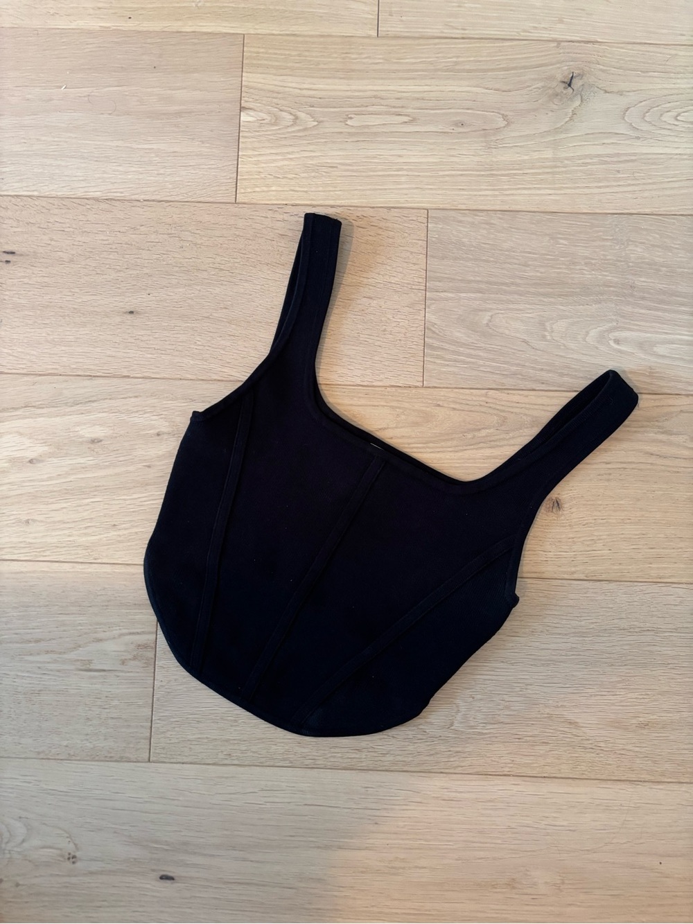 Babaton Black Square-Neck Corset Top